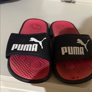 Puma Black Slide Sandals with Bright Pink Footbed for Kids